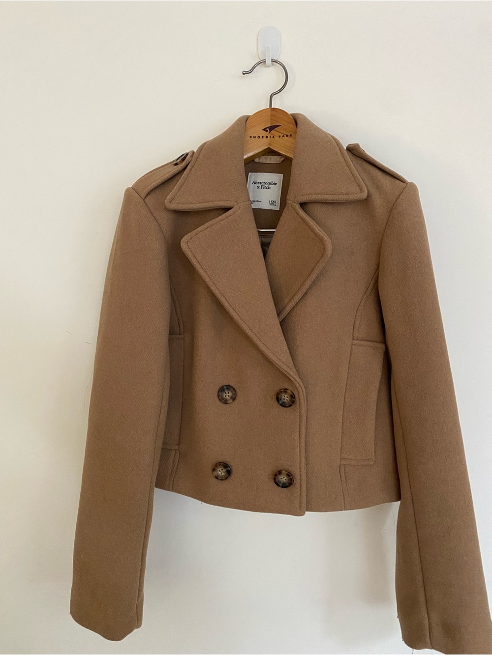 Abercrombie & Fitch Women's Cropped Peacoat Jacket in Camel